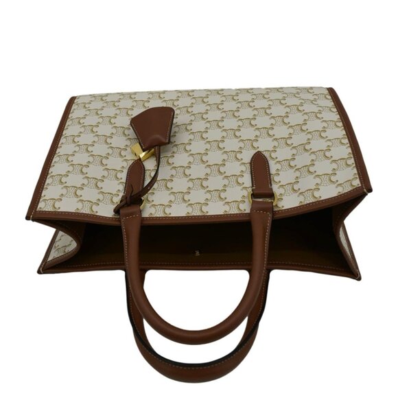 Celine  Horizontal Cabas Triomphe Canvas Tote Cream - Picture 4 of 13